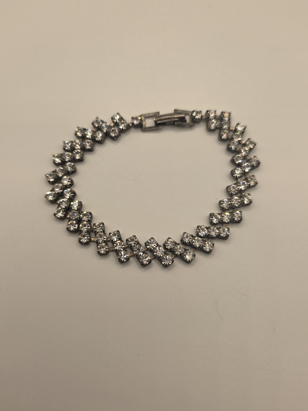 1960s Vintage Triple Row Rhinestone Women's Tennis Bracelet Size 6.5"
